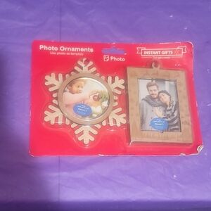 Wooden Snowflake and Frame Photo Ornaments